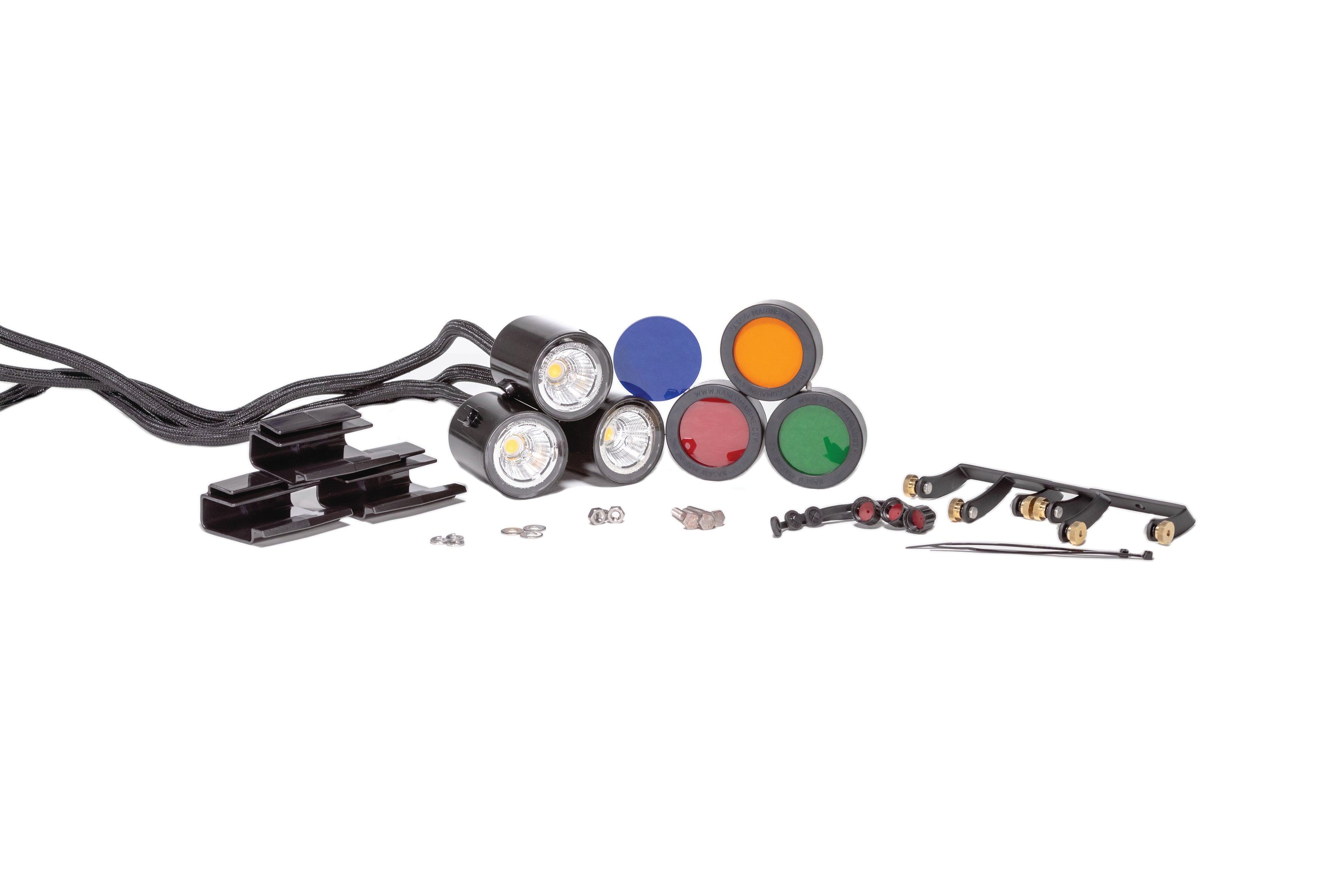 LED Composite Light, 4 Fixtures, 11Watts ea., 120V, Includes color lenses w/red, blue, green & amber, For Non-Kasco Fountains